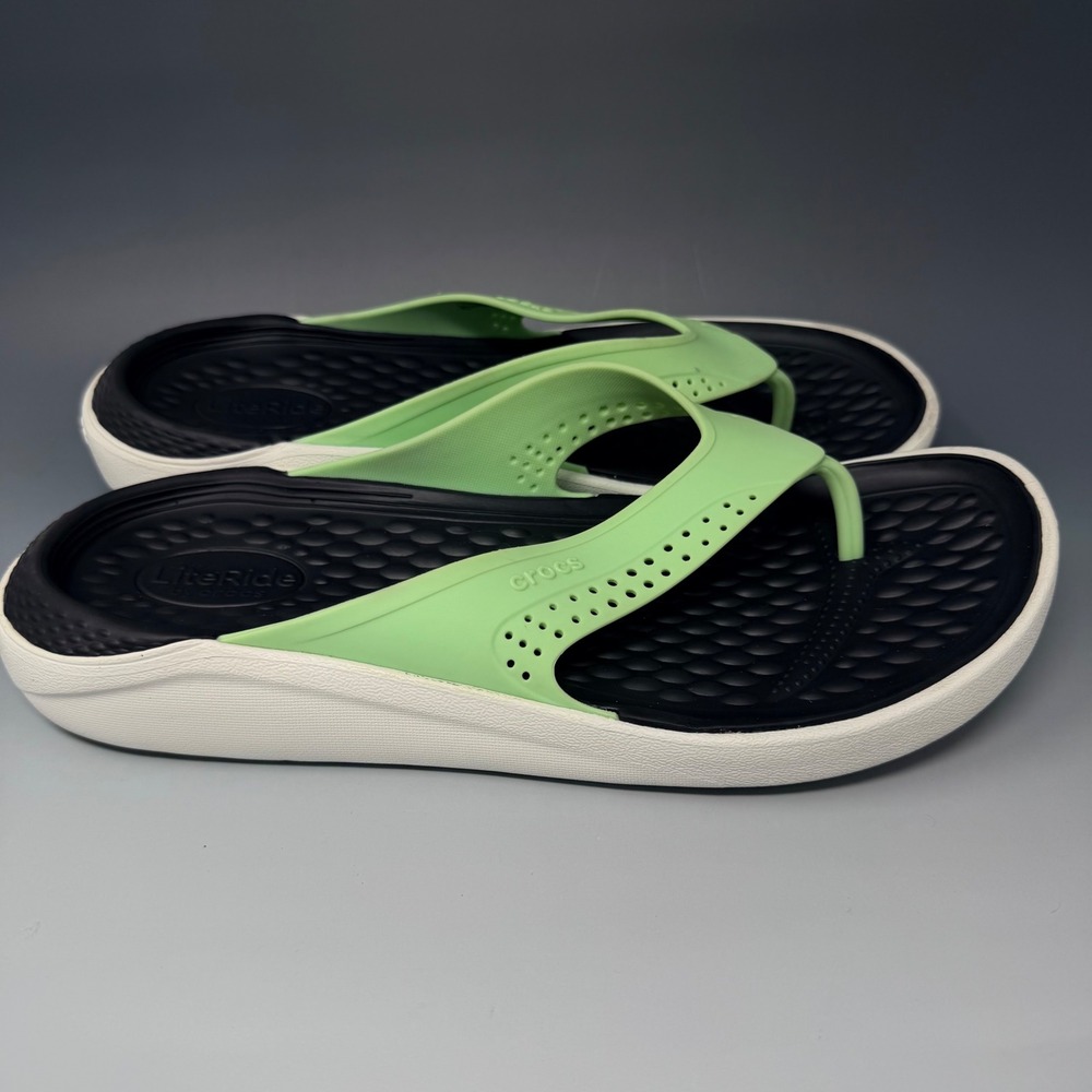 Crocs LiteRide Flip Flops Mens 10 Womens 12 Lime Green 205182 Sandals
